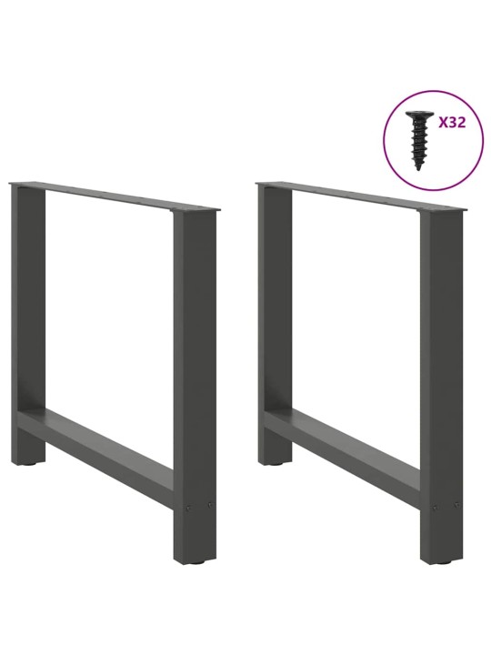 Ruokapöydän jalat antrasiitti 2 kpl 90x(72-73) cm teräs
