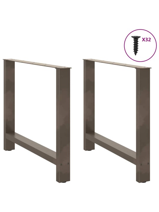 Ruokapöydän jalat, luonnonvärinen teräs, 2 kpl, 90 x (72-73) cm, teräs