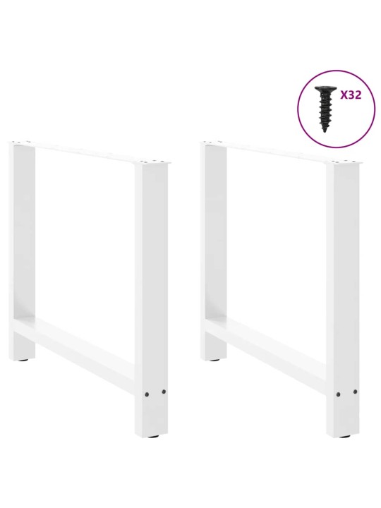 Ruokapöydän jalat valkoiset 2 kpl 100x(72-73) cm teräs