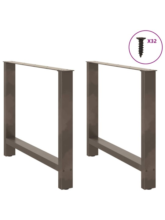 Ruokapöydän jalat, luonnonvärinen teräs, 2 kpl, 100 x (72-73) cm, teräs
