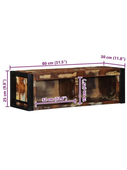 Tv kaappi monivärinen 80x30x25 cm massiivipuu kierrätetty