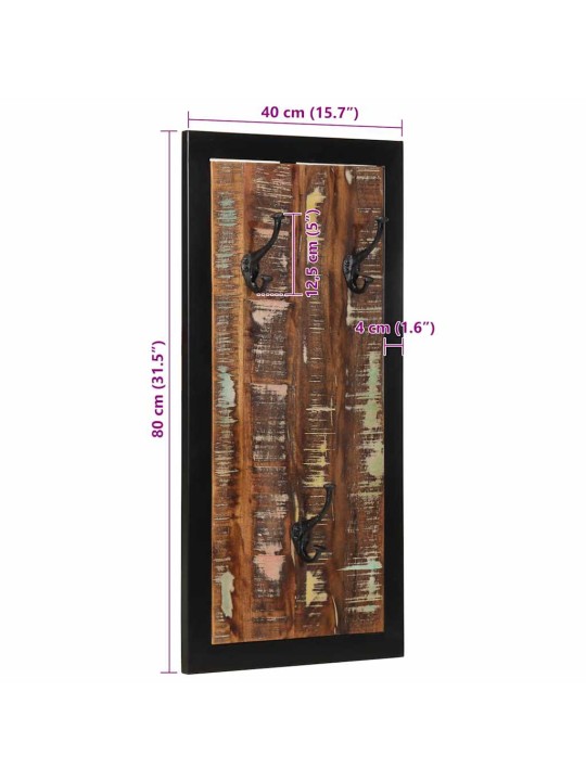 -naulakko monivärinen 40x2x80 cm massiivipuu kierrätetty