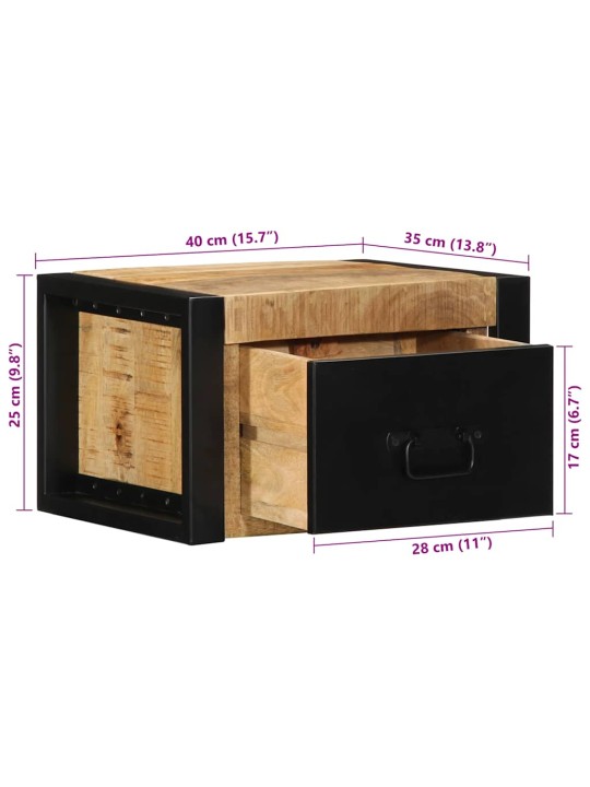 Yöpöytäkaapit 2 kpl 40x35x25 cm massiivipuuta mango