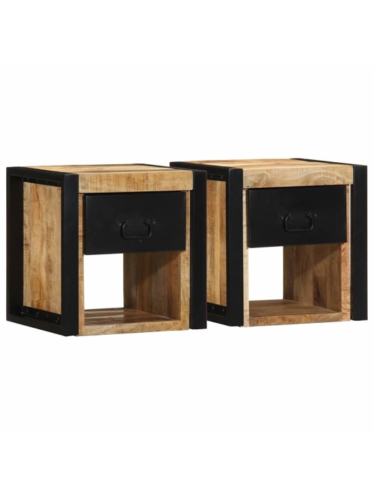 Yöpöytäkaapit 2 kpl 40x35x40 cm massiivipuuta mango