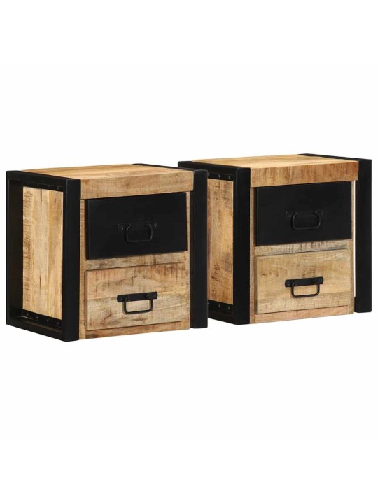 Yöpöytäkaapit 2 kpl 40x35x40 cm massiivipuuta mango