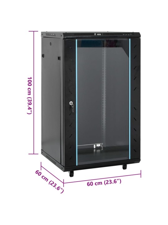 18U Verkkolaitekaappi 19" IP20 musta 60x60x100 cm