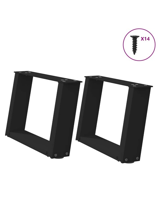 Sohvapöydän jalat u-muotoiset 2 kpl musta 40x(30-31) cm teräs