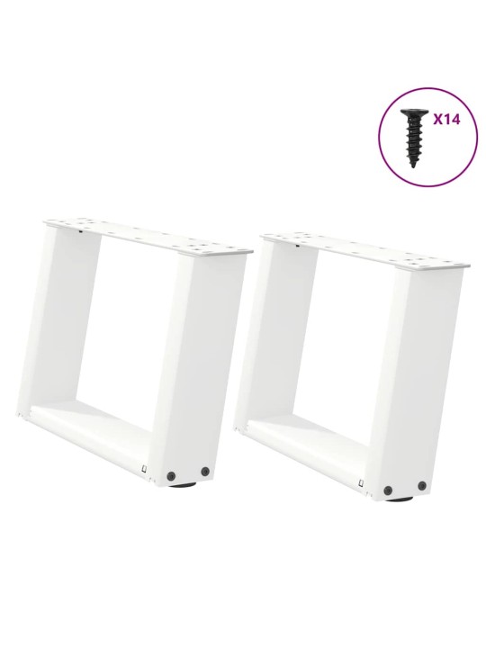 Sohvapöydän jalat u-muotoiset 2 kpl valkoinen 40x(30-31) cm teräs