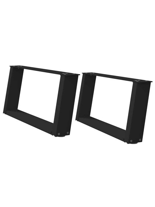 Sohvapöydän jalat u-muotoiset 2 kpl musta 70x(30-31) cm teräs