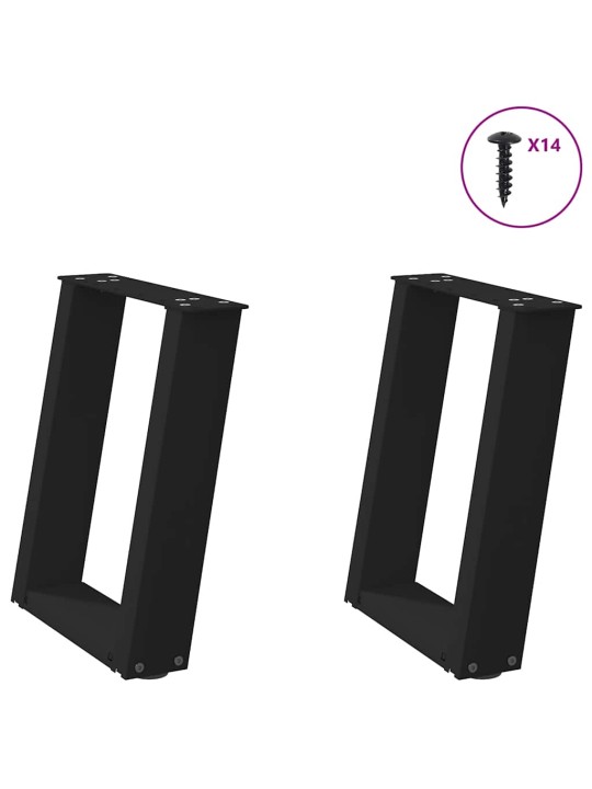 Sohvapöydän jalat u-muotoiset 2 kpl musta 38x(42-43) cm teräs