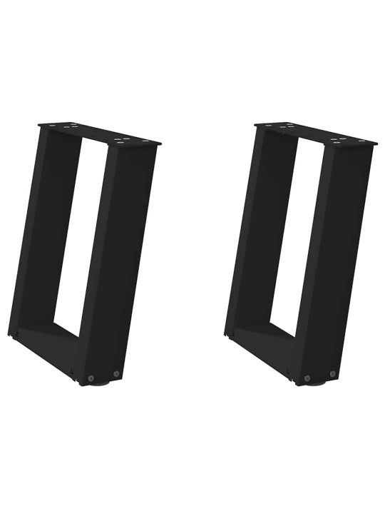 Sohvapöydän jalat u-muotoiset 2 kpl musta 38x(42-43) cm teräs