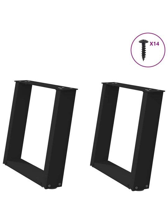 Sohvapöydän jalat u-muotoiset 2 kpl musta 50x(42-43) cm teräs