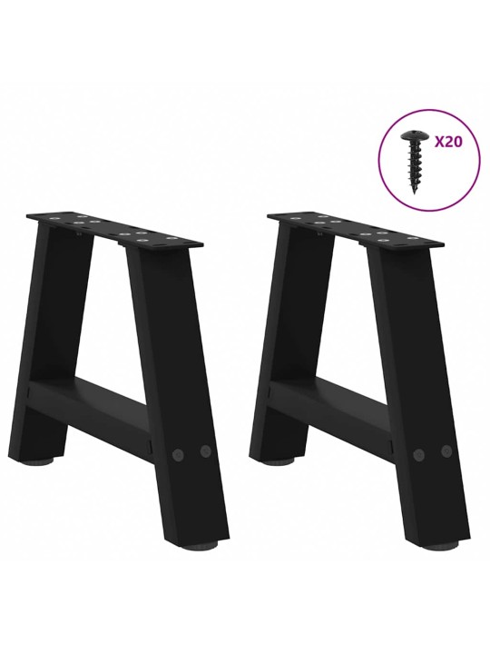 Sohvapöydän jalat a-muotoiset 2 kpl musta 40x(30-31) cm teräs