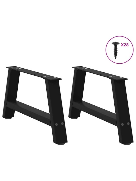 Sohvapöydän jalat a-muotoiset 2 kpl musta 60x(30-31) cm teräs