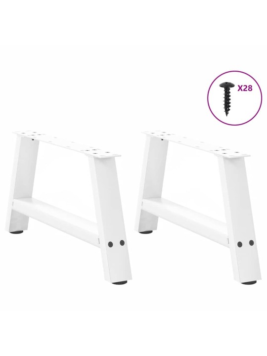 Sohvapöydän jalat a-muotoiset 2 kpl valkoinen 60x(30-31) cm teräs