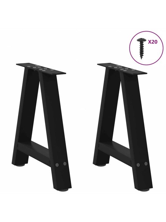 Sohvapöydän jalat a-muotoiset 2 kpl musta 50x(42-43) cm teräs