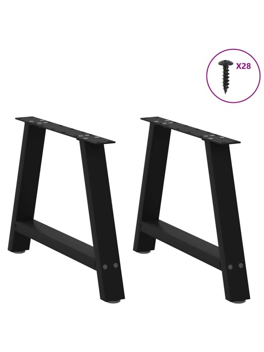Sohvapöydän jalat a-muotoiset 2 kpl musta 60x(42-43) cm teräs