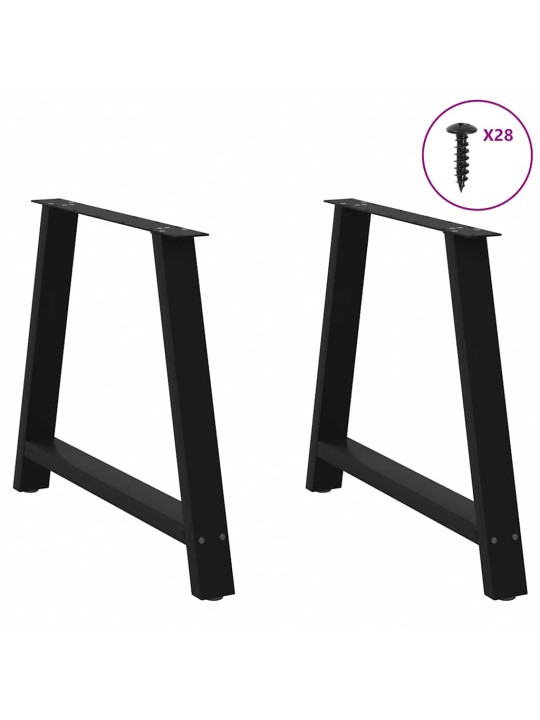Ruokapöydän jalat a-muotoiset 2 kpl musta 100x(72-73) cm teräs