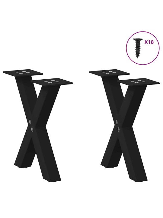 Sohvapöydän jalat x-muotoiset 2 kpl musta 30x(30-31) cm teräs