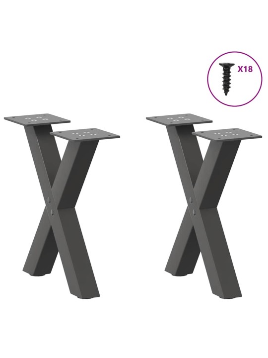 Sohvapöydän jalat x-muotoiset 2 kpl antrasiitti 30x(30-31) cm teräs