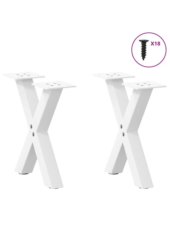 Sohvapöydän jalat x-muotoiset 2 kpl valkoinen 40x(30-31) cm teräs