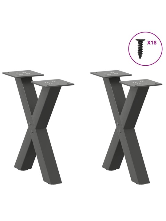 Sohvapöydän jalat x-muotoiset 2 kpl antrasiitti 40x(30-31) cm teräs