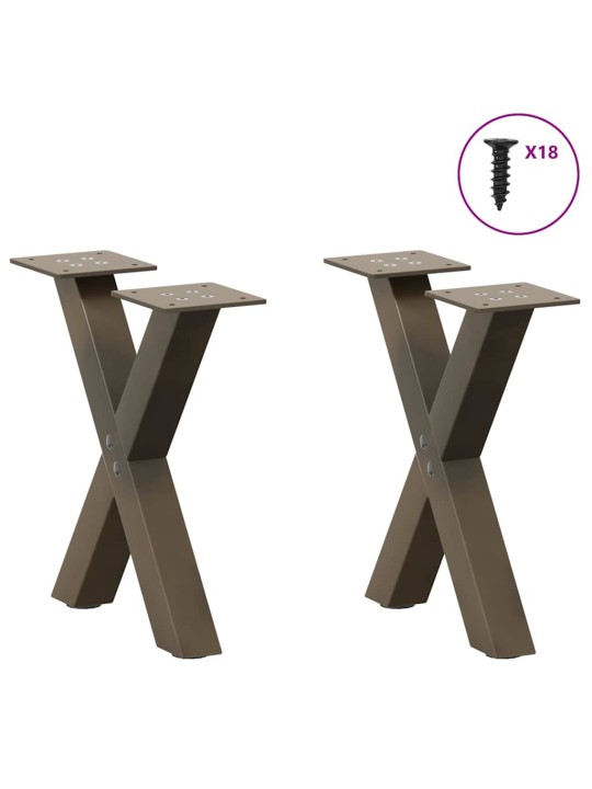 Sohvapöydän jalat x-muotoiset 2 kpl luonnonvärinen teräs 40x(30-31) cm teräs