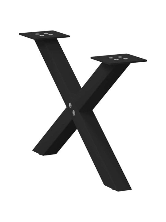 Sohvapöydän jalat x-muotoiset 2 kpl musta 50x(30-31) cm teräs