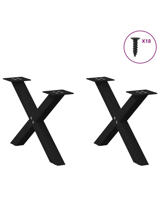 Sohvapöydän jalat x-muotoiset 2 kpl musta 50x(30-31) cm teräs