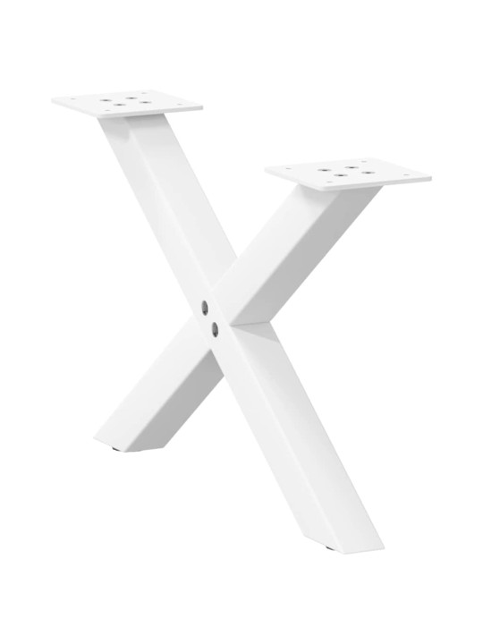Sohvapöydän jalat x-muotoiset 2 kpl valkoinen 50x(30-31) cm teräs