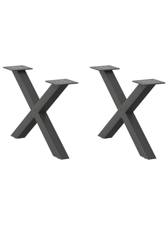 Sohvapöydän jalat x-muotoiset 2 kpl antrasiitti 50x(30-31) cm teräs