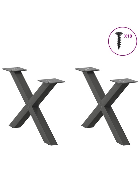 Sohvapöydän jalat x-muotoiset 2 kpl antrasiitti 50x(30-31) cm teräs