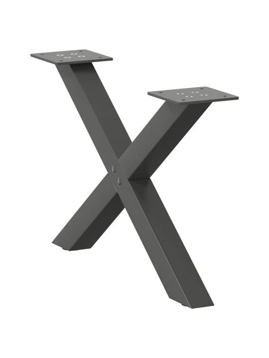 Sohvapöydän jalat x-muotoiset 2 kpl antrasiitti 50x(30-31) cm teräs