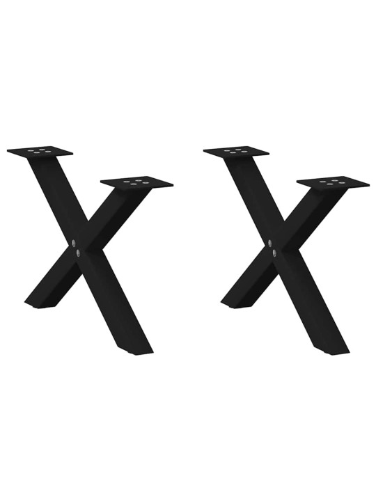 Sohvapöydän jalat x-muotoiset 2 kpl musta 60x(30-31) cm teräs