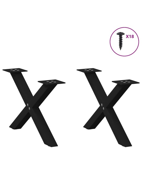 Sohvapöydän jalat x-muotoiset 2 kpl musta 60x(30-31) cm teräs