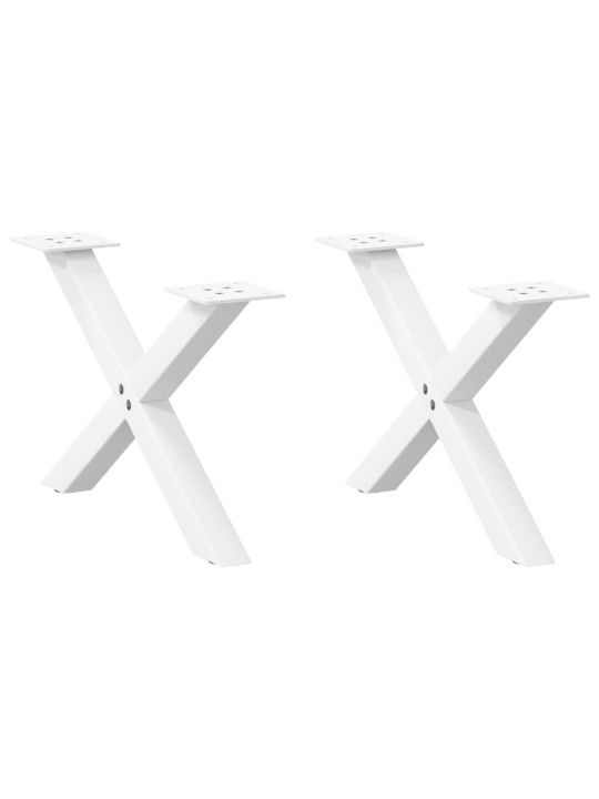 Sohvapöydän jalat x-muotoiset 2 kpl valkoinen 60x(30-31) cm teräs
