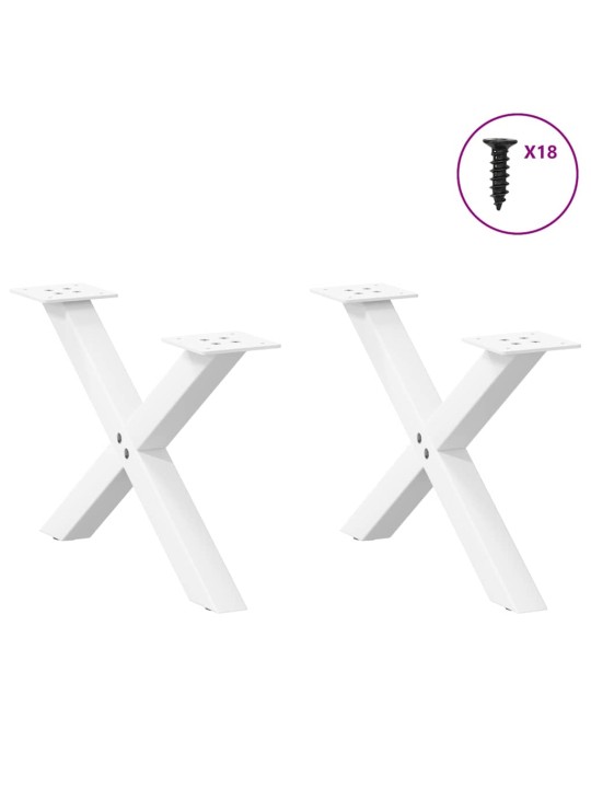 Sohvapöydän jalat x-muotoiset 2 kpl valkoinen 60x(30-31) cm teräs