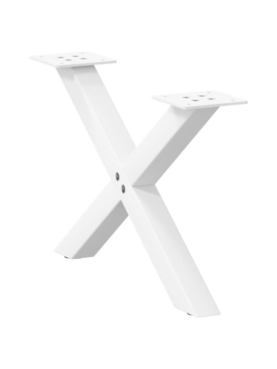 Sohvapöydän jalat x-muotoiset 2 kpl valkoinen 60x(30-31) cm teräs