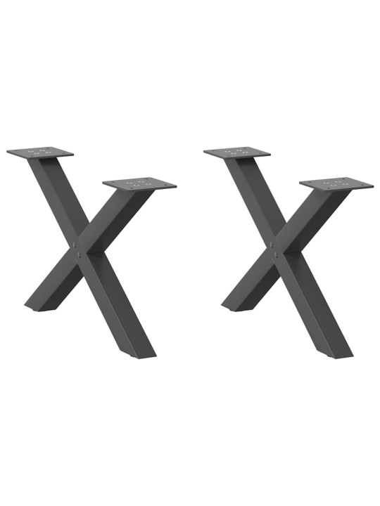 Sohvapöydän jalat x-muotoiset 2 kpl antrasiitti 60x(30-31) cm teräs