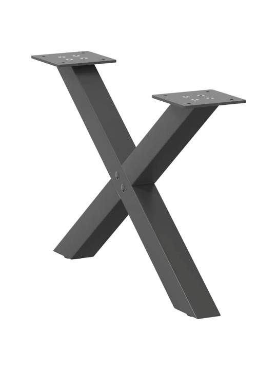 Sohvapöydän jalat x-muotoiset 2 kpl antrasiitti 60x(30-31) cm teräs