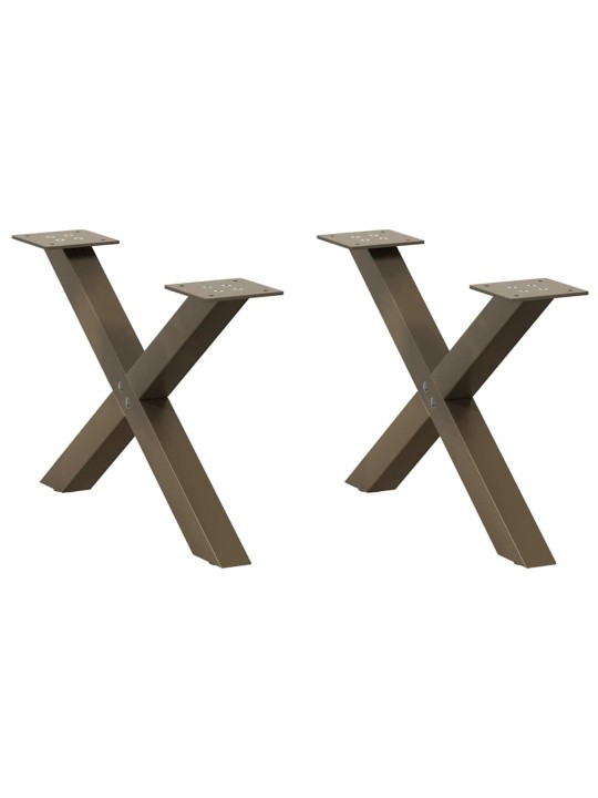 Sohvapöydän jalat x-muotoiset 2 kpl luonnonvärinen teräs 60x(30-31) cm teräs