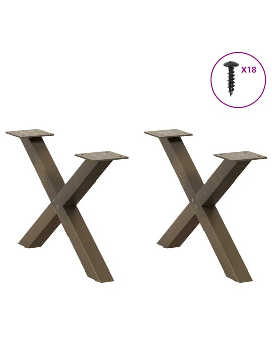Sohvapöydän jalat x-muotoiset 2 kpl luonnonvärinen teräs 60x(30-31) cm teräs