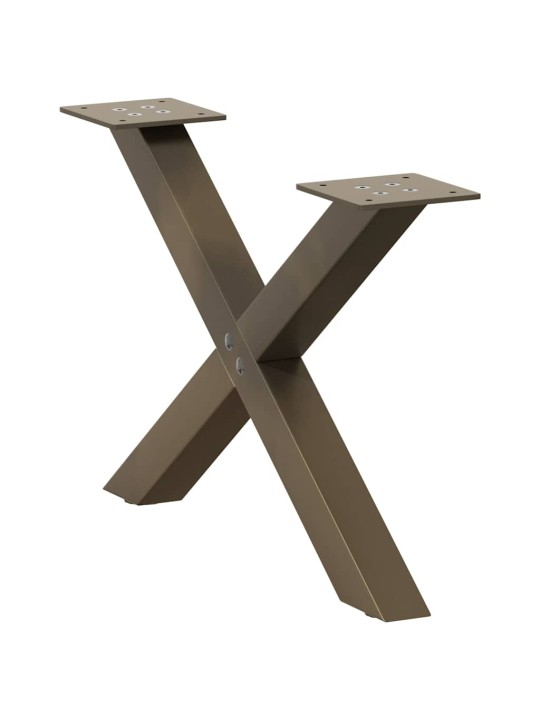 Sohvapöydän jalat x-muotoiset 2 kpl luonnonvärinen teräs 60x(30-31) cm teräs