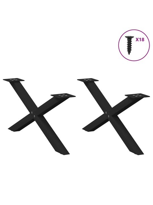 Sohvapöydän jalat x-muotoiset 2 kpl musta 70x(30-31) cm teräs