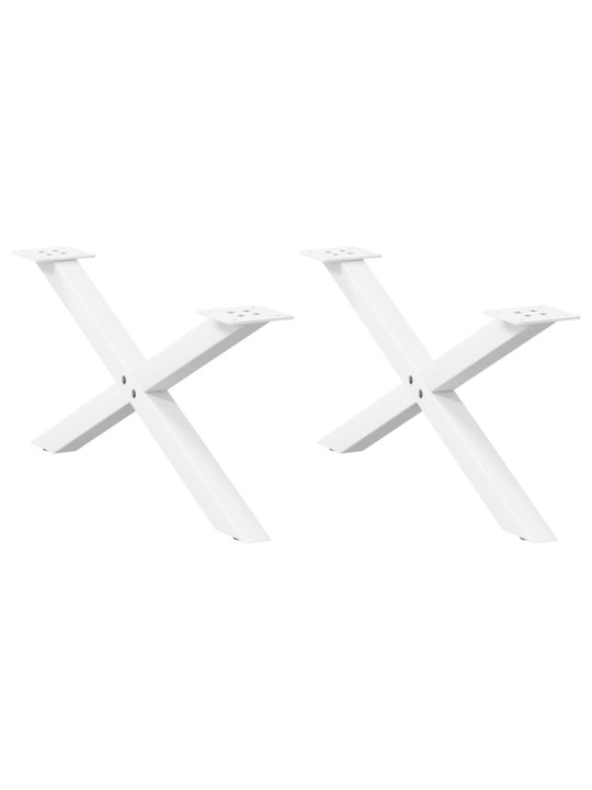 Sohvapöydän jalat x-muotoiset 2 kpl valkoinen 70x(30-31) cm teräs