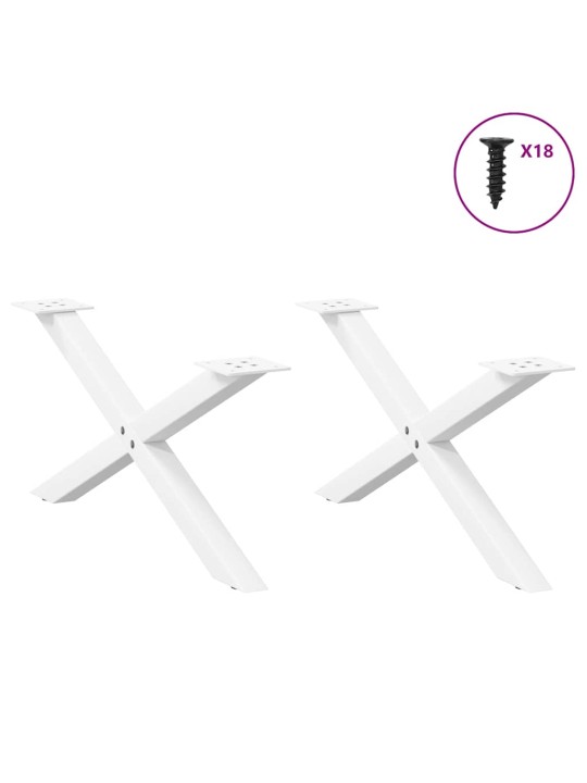Sohvapöydän jalat x-muotoiset 2 kpl valkoinen 70x(30-31) cm teräs