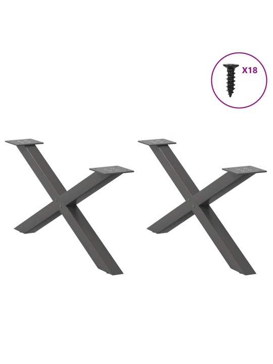 Sohvapöydän jalat x-muotoiset 2 kpl antrasiitti 70x(30-31) cm teräs