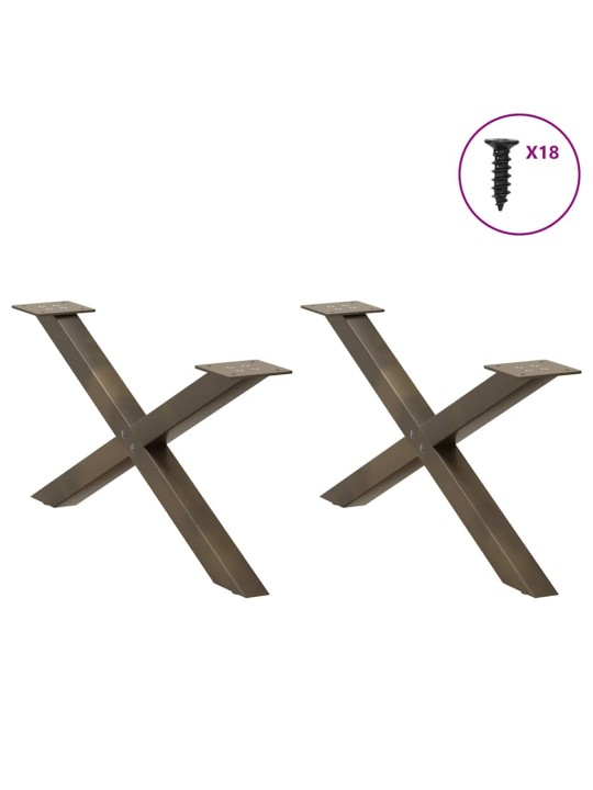 Sohvapöydän jalat x-muotoiset 2 kpl luonnonvärinen teräs 70x(30-31) cm teräs