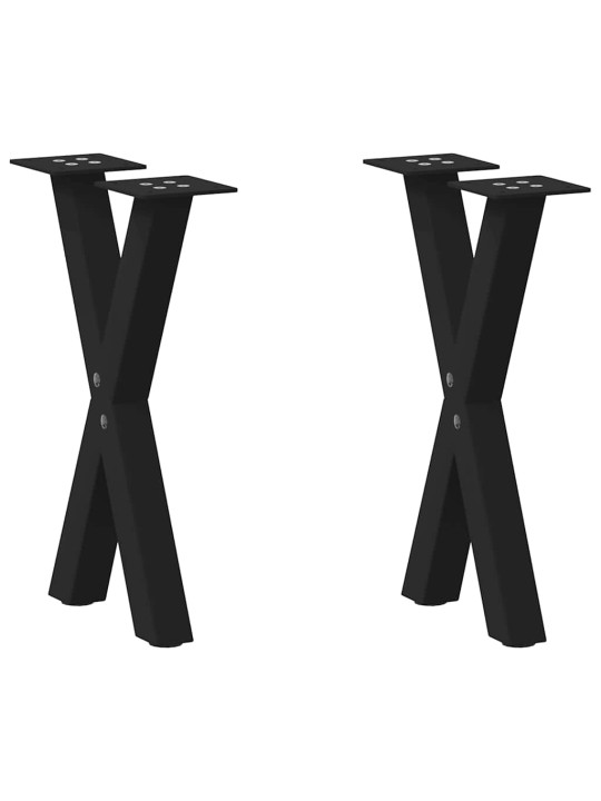 Sohvapöydän jalat x-muotoiset 2 kpl musta 38x(42-43) cm teräs