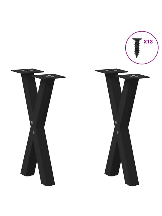 Sohvapöydän jalat x-muotoiset 2 kpl musta 38x(42-43) cm teräs